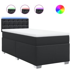 vidaXL Giroletto a Molle con Materasso Nero 90x190 cm in Similpelle