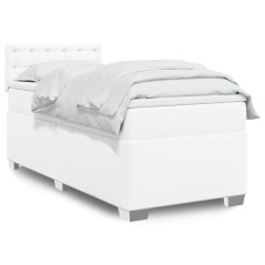 vidaXL Giroletto a Molle con Materasso Bianco 100x200 cm in Similpelle