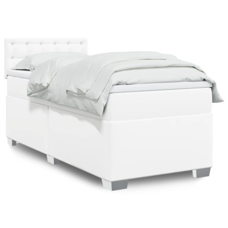 vidaXL Giroletto a Molle con Materasso Bianco 100x200 cm in Similpelle