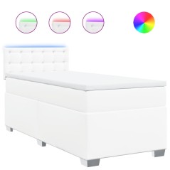 vidaXL Giroletto a Molle con Materasso Bianco 100x200 cm in Similpelle