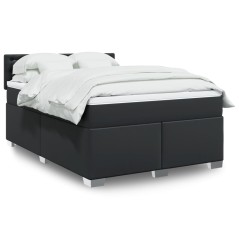 vidaXL Giroletto a Molle con Materasso Nero 160x200 cm in Similpelle