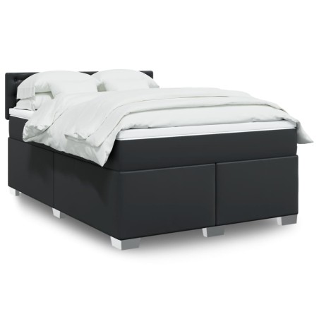 vidaXL Giroletto a Molle con Materasso Nero 160x200 cm in Similpelle