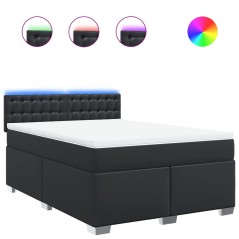 vidaXL Giroletto a Molle con Materasso Nero 160x200 cm in Similpelle