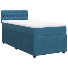 vidaXL Giroletto a Molle con Materasso Blu 80x200 cm in Velluto