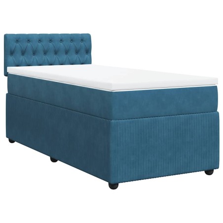 vidaXL Giroletto a Molle con Materasso Blu 80x200 cm in Velluto