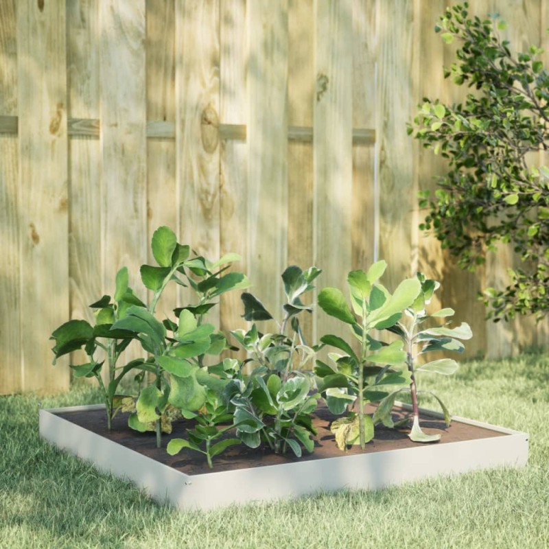 vidaXL Fioriera Rialzata da Giardino Bianca 100x100x18,5 cm in Acciaio vidaXL Fioriera Rialzata da Giardino Bianca 100x100x18,5 cm in Acciaio