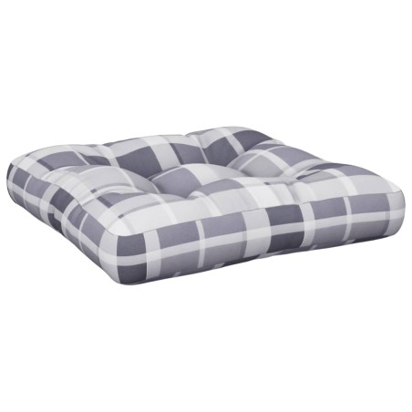 vidaXL Cuscino per Pallet Grigio a Quadri in Tessuto