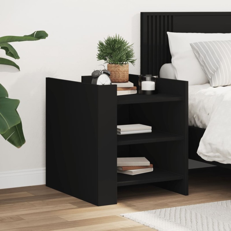 vidaXL Comodino Nero 45x50x50 cm in Legno Multistrato