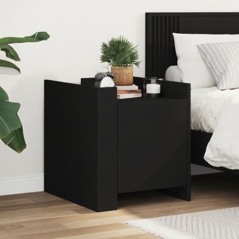 vidaXL Comodino Nero 45x50x50 cm in Legno Multistrato vidaXL Comodino Nero 45x50x50 cm in Legno Multistrato