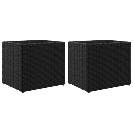 vidaXL Fioriere da Giardino 2 pz Nere 36x30x32 cm in Polyrattan