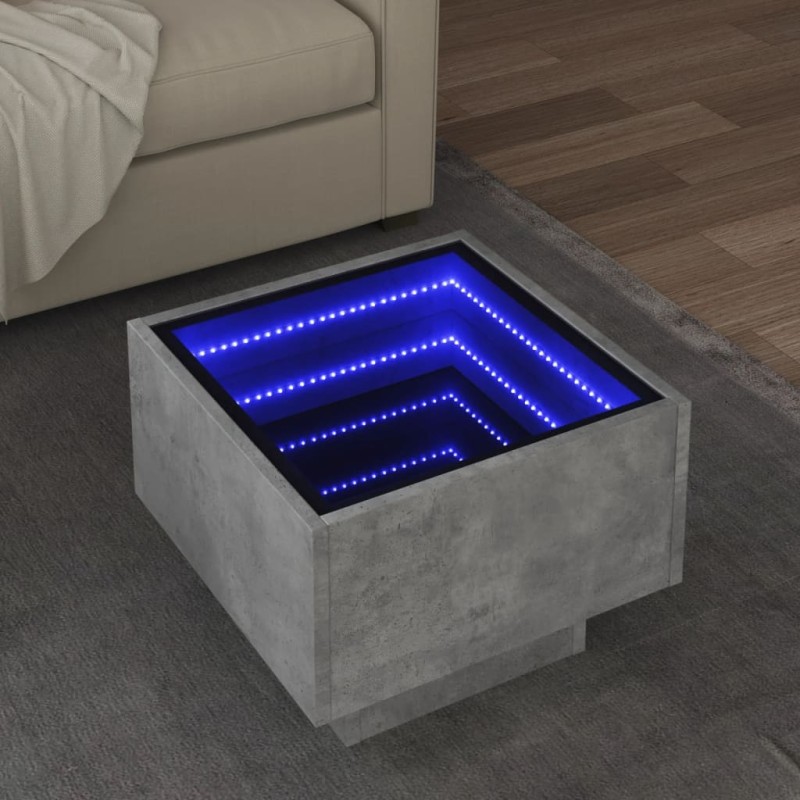 vidaXL Tavolino con LED Grigio Cemento 40x40x30cm in Legno Multistrato vidaXL Tavolino con LED Grigio Cemento 40x40x30cm in Legno Multistrato