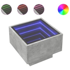 vidaXL Tavolino con LED Grigio Cemento 40x40x30cm in Legno Multistrato