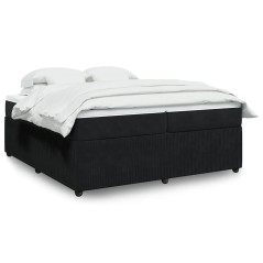vidaXL Giroletto a Molle con Materasso Nero 200x200 cm in Velluto