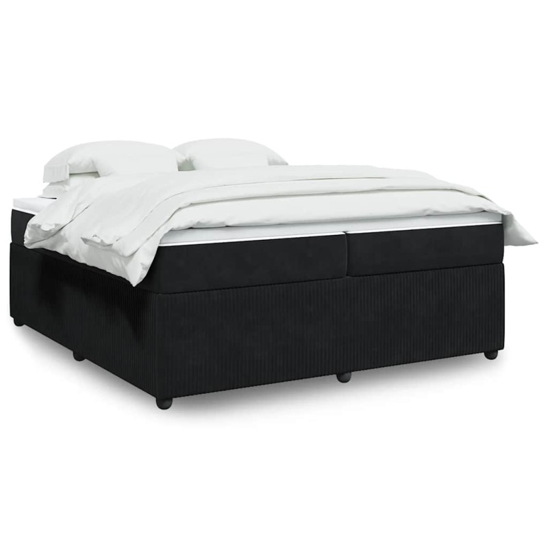 vidaXL Giroletto a Molle con Materasso Nero 200x200 cm in Velluto vidaXL Giroletto a Molle con Materasso Nero 200x200 cm in Velluto