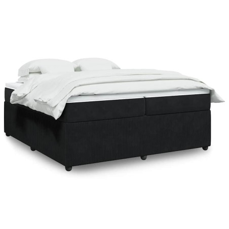 vidaXL Giroletto a Molle con Materasso Nero 200x200 cm in Velluto