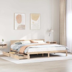 vidaXL Giroletto con Cassetti 200x200 cm in Legno Massello di Pino