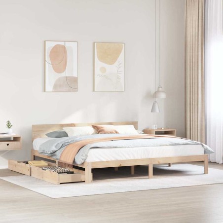 vidaXL Giroletto con Cassetti 200x200 cm in Legno Massello di Pino