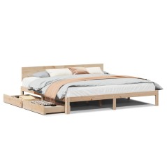 vidaXL Giroletto con Cassetti 200x200 cm in Legno Massello di Pino