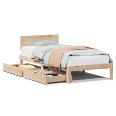 vidaXL Giroletto con Cassetti 90x200 cm in Legno Massello di Pino