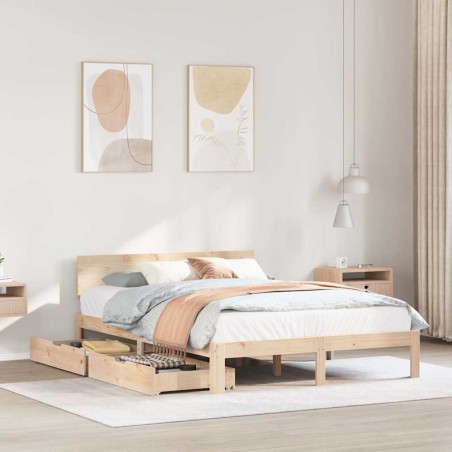 vidaXL Giroletto con Cassetti 140x200 cm in Legno Massello di Pino