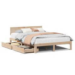 vidaXL Giroletto con Cassetti 150x200 cm in Legno Massello di Pino