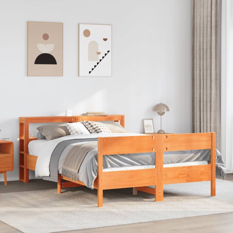 vidaXL Letto senza Materasso Marrone Cera 120x190 cm in Legno di Pino vidaXL Letto senza Materasso Marrone Cera 120x190 cm in Legno di Pino