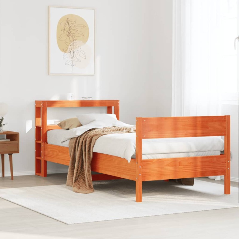 vidaXL Letto senza Materasso Marrone Cera 100x200 cm in Legno di Pino vidaXL Letto senza Materasso Marrone Cera 100x200 cm in Legno di Pino