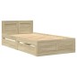 vidaXL Giroletto con Testiera Rovere Sonoma 90x190cm Legno Multistrato vidaXL Giroletto con Testiera Rovere Sonoma 90x190cm Legno Multistrato