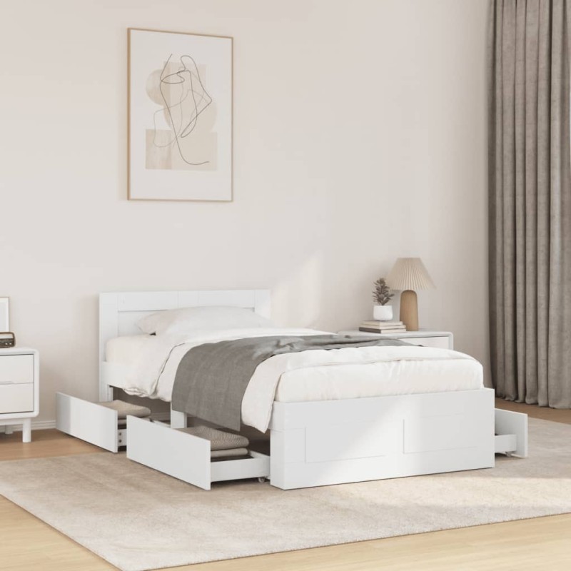 vidaXL Giroletto con Testiera Bianco 75x190 cm in Legno Multistrato vidaXL Giroletto con Testiera Bianco 75x190 cm in Legno Multistrato