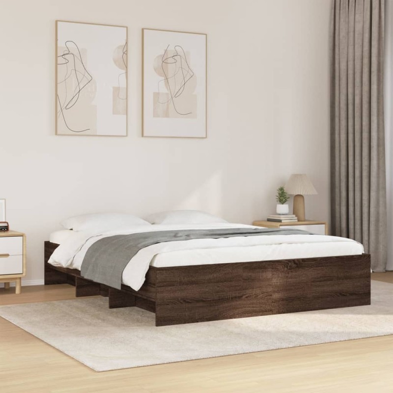 vidaXL Giroletto senza Materasso Rovere Marrone 160x200 cm Truciolato vidaXL Giroletto senza Materasso Rovere Marrone 160x200 cm Truciolato