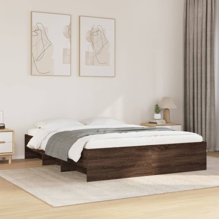 vidaXL Giroletto senza Materasso Rovere Marrone 160x200 cm Truciolato
