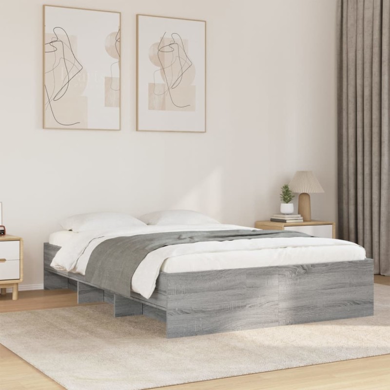 vidaXL Giroletto Grigio Sonoma 140x200 cm in Legno Multistrato vidaXL Giroletto Grigio Sonoma 140x200 cm in Legno Multistrato