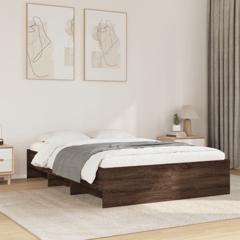 vidaXL Giroletto senza Materasso Rovere Marrone 140x190 cm Truciolato vidaXL Giroletto senza Materasso Rovere Marrone 140x190 cm Truciolato