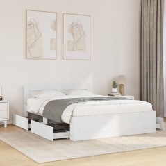 vidaXL Giroletto con Testiera Bianco 135x190 cm in Legno Multistrato