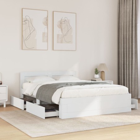 vidaXL Giroletto con Testiera Bianco 135x190 cm in Legno Multistrato