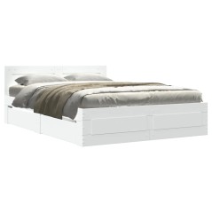 vidaXL Giroletto con Testiera Bianco 135x190 cm in Legno Multistrato