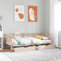 vidaXL Dormeuse con Cassetti 90x190 cm in Legno Massello Pino