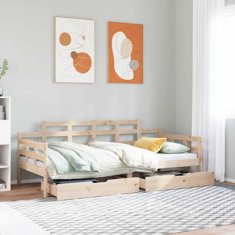 vidaXL Dormeuse con Cassetti 90x190 cm in Legno Massello Pino