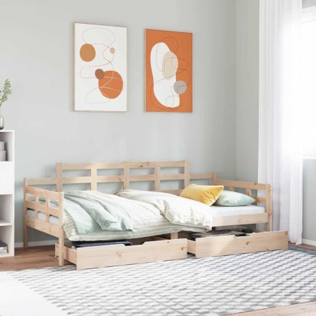vidaXL Dormeuse con Cassetti 90x190 cm in Legno Massello Pino