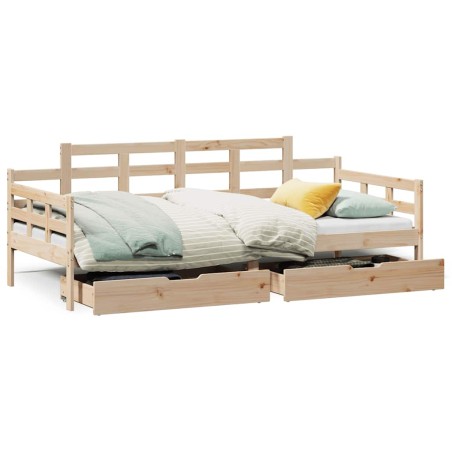 vidaXL Dormeuse con Cassetti 90x190 cm in Legno Massello Pino