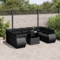 vidaXL Set Divani da Giardino 10pz con Cuscini in Polyrattan Nero vidaXL Set Divani da Giardino 10pz con Cuscini in Polyrattan Nero
