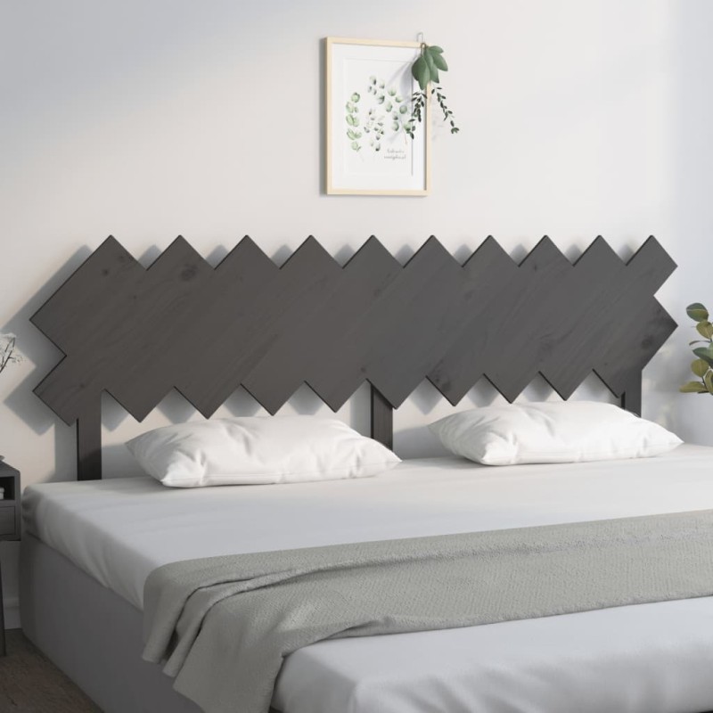 Testiera per Letto Grigia 196x3x80,5 cm Legno Massello di Pino Testiera per Letto Grigia 196x3x80,5 cm Legno Massello di Pino