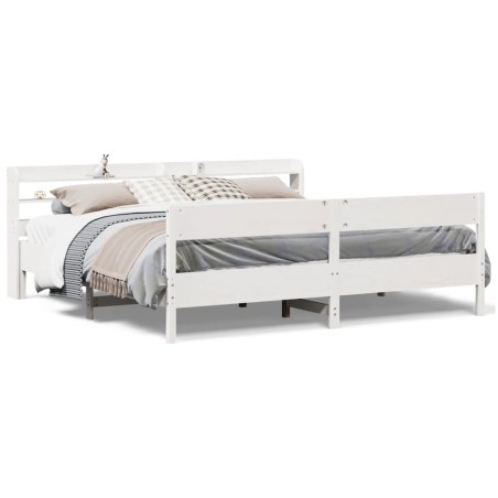 vidaXL Giroletto senza Materasso Bianco 200x200 cm Legno Massello Pino
