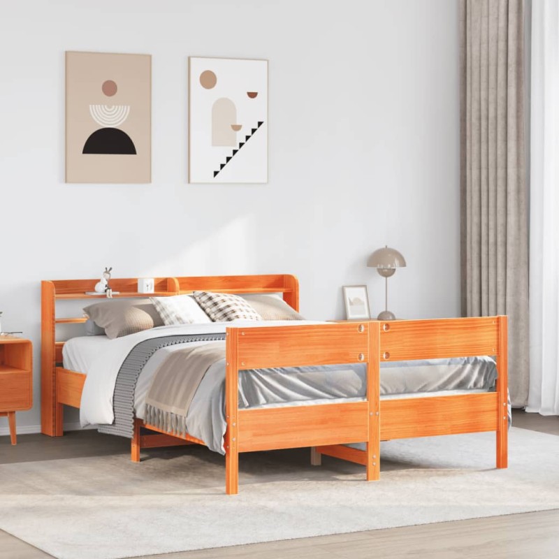 vidaXL Letto senza Materasso Marrone Cera 160x200 cm in Legno di Pino vidaXL Letto senza Materasso Marrone Cera 160x200 cm in Legno di Pino