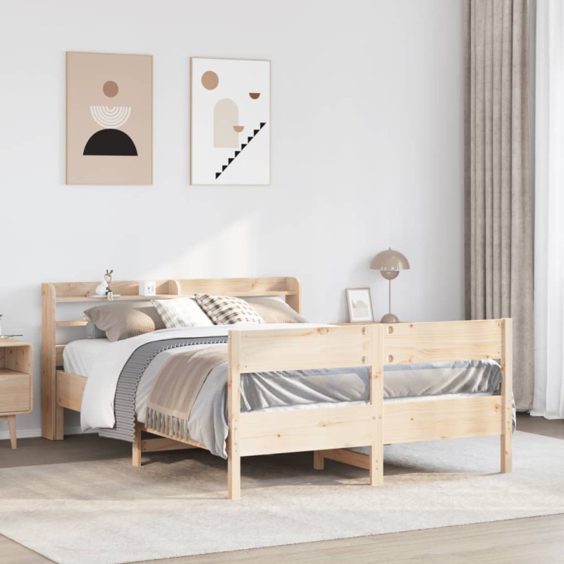 vidaXL Letto senza Materasso 135x190 cm in Legno Massello di Pino vidaXL Letto senza Materasso 135x190 cm in Legno Massello di Pino