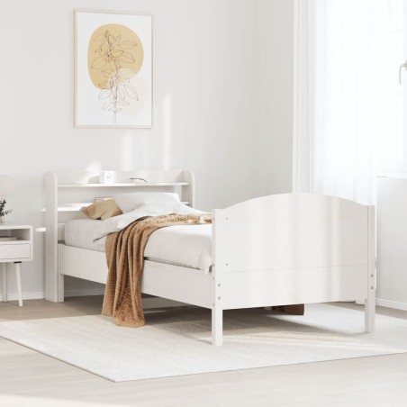 vidaXL Giroletto senza Materasso Bianco 100x200 cm Legno Massello Pino