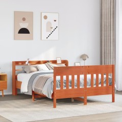 vidaXL Letto senza Materasso Marrone Cera 135x190 cm in Legno di Pino