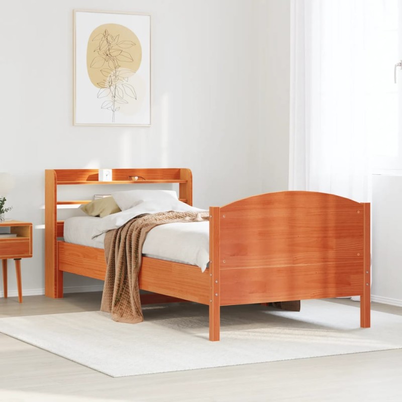 vidaXL Letto senza Materasso Marrone Cera 90x190 cm in Legno di Pino vidaXL Letto senza Materasso Marrone Cera 90x190 cm in Legno di Pino