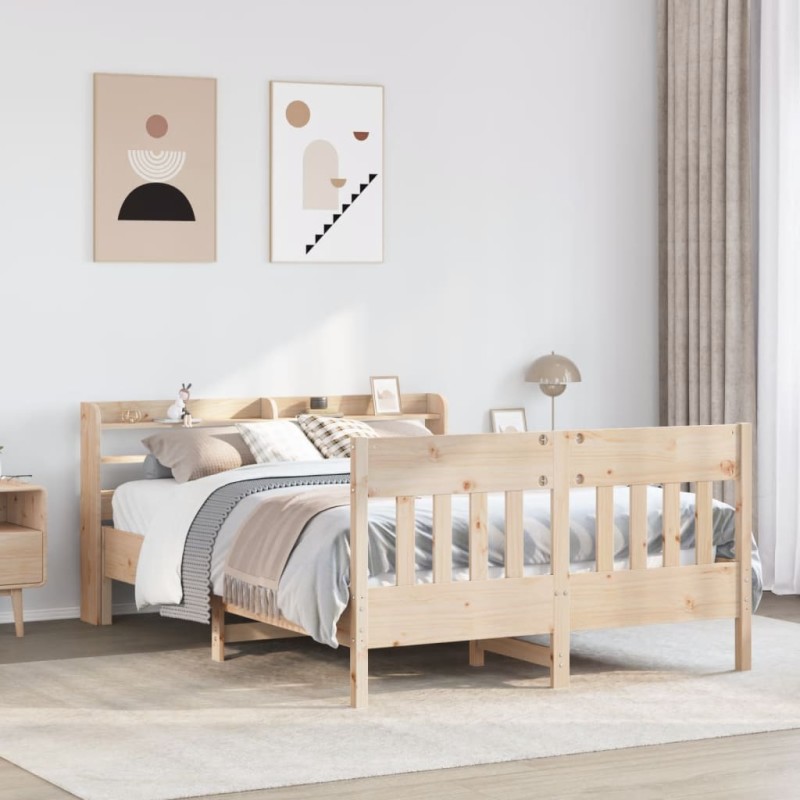 vidaXL Letto senza Materasso 140x190 cm in Legno Massello di Pino vidaXL Letto senza Materasso 140x190 cm in Legno Massello di Pino