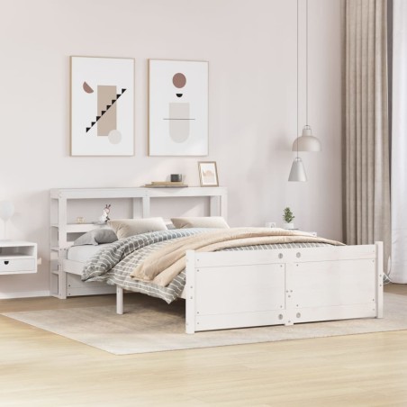 vidaXL Giroletto con Testiera Bianco 150x200 cm Legno Massello di Pino